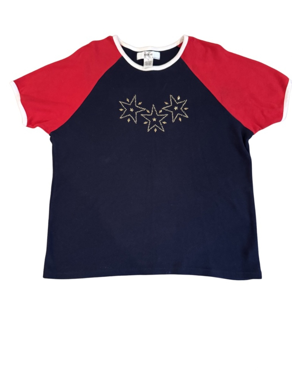 Vintage Y2K KIKIT Patriotic Americana Raglan Tee